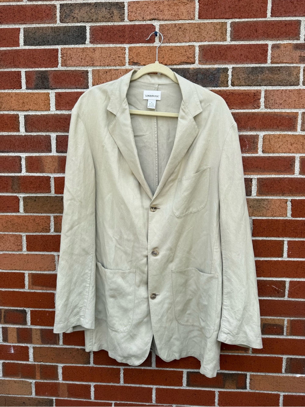 London Fog Women’s Linen Blend Blazer Size Medium Beige Coastal